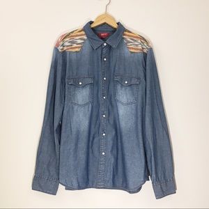 Arizona | Denim Long Sleeve with Aztec Accent XL